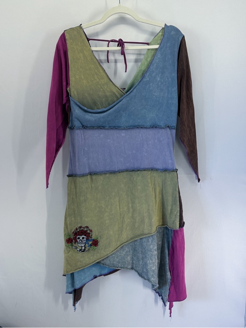 Rare Grateful Dead Color Block Patchwork Fairy Assymetrical Dress Embroidered L